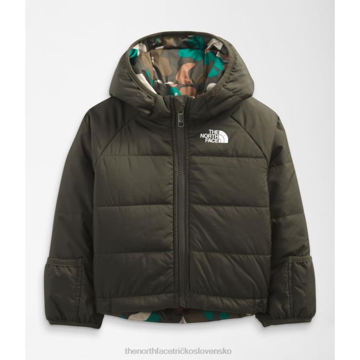 HLH085884 nová taupe zelená The North Face detská obojstranná perritová bunda s kapucňou