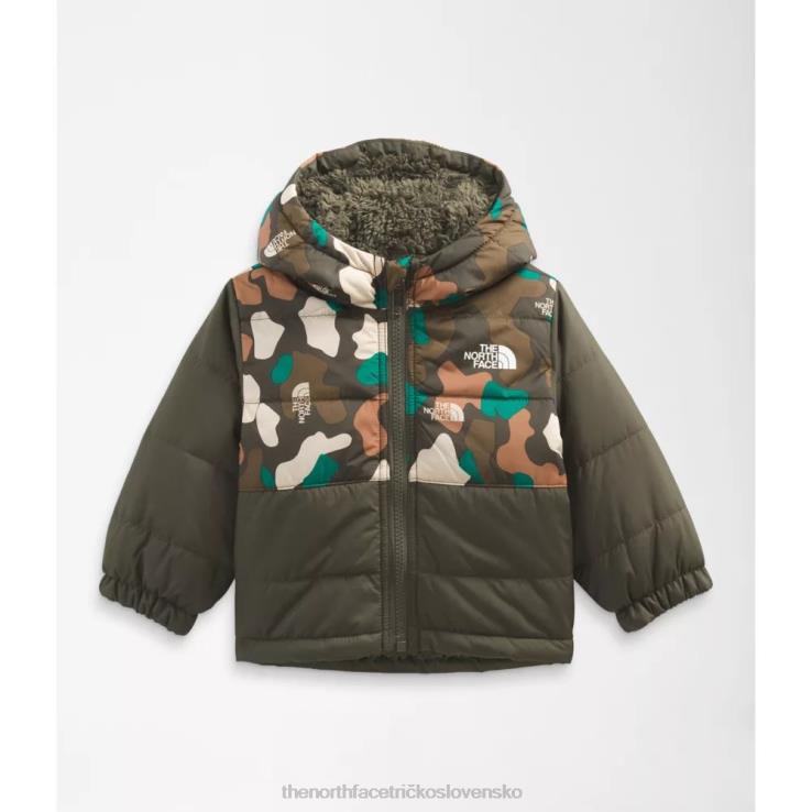HLH085935 nová taupe zelená The North Face detská reverzibilná chimbo bunda s kapucňou na zips