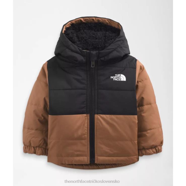 HLH085936 pražená hnedá The North Face detská reverzibilná chimbo bunda s kapucňou na zips