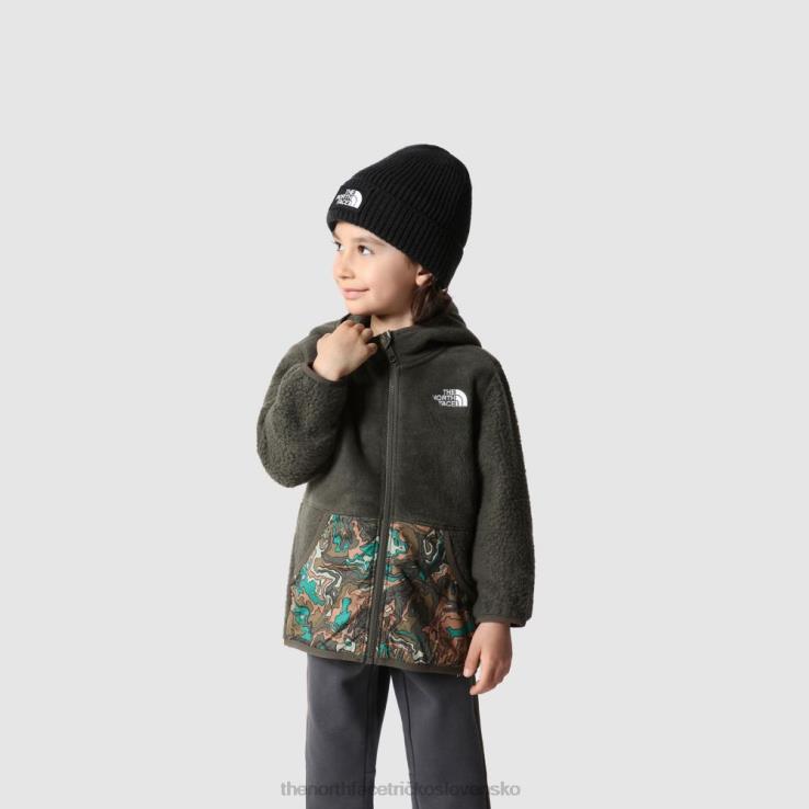 HLH081651 nová taupe zelená The North Face detská fleecová bunda s kapucňou
