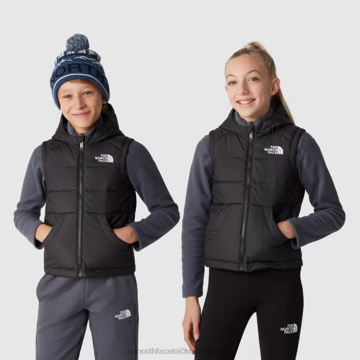 HLH082236 čierna The North Face detská okrúhla syntetická vesta s kapucňou