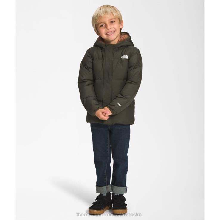 HLH085295 nová taupe zelená The North Face detská severná bunda s kapucňou
