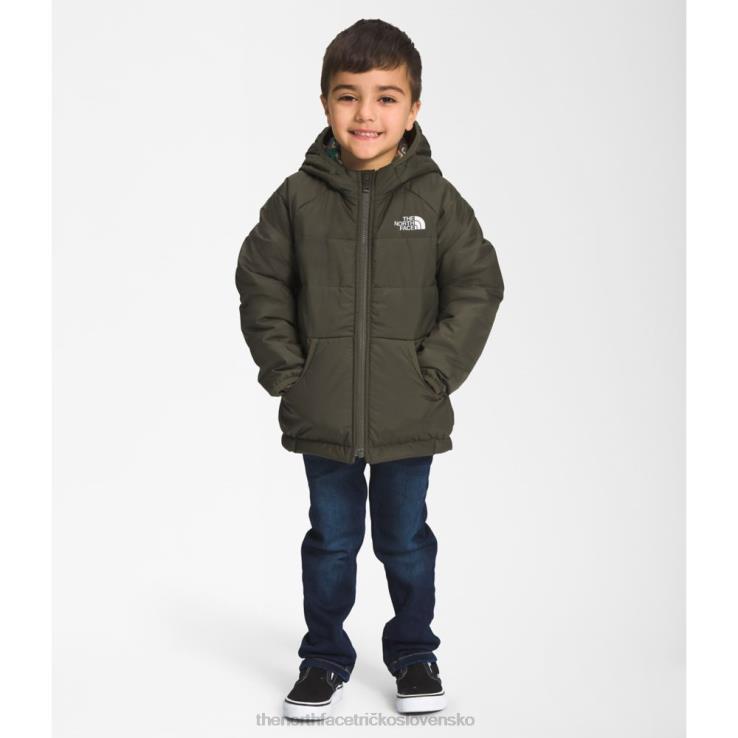 HLH085897 nová taupe zelená The North Face detská obojstranná perritová bunda s kapucňou