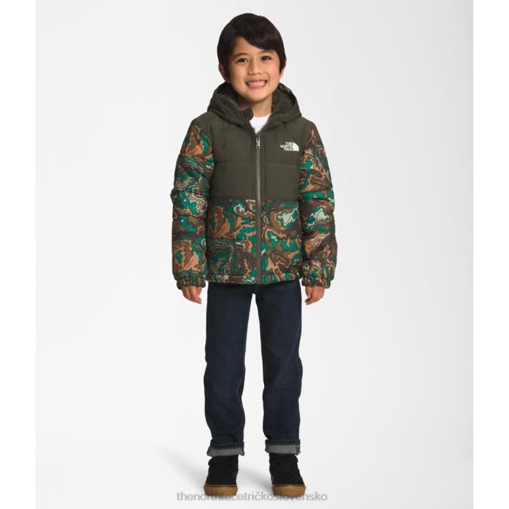 HLH085922 nová taupe zelená The North Face detská obojstranná chimbo bunda s kapucňou na zips