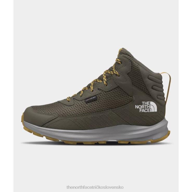 HLH085751 nová taupe zelená The North Face Stredne nepremokavé turistické čižmy pre mládež