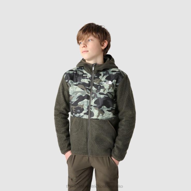 HLH081647 taupe zelená The North Face chlapčenská fleecová bunda s kapucňou