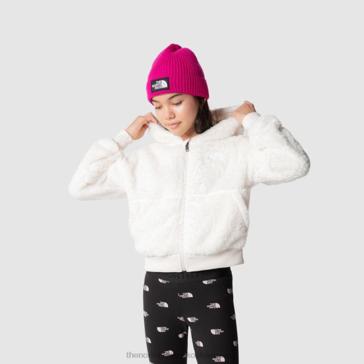 HLH081649 biely The North Face dievčenská príjemná oso bunda s kapucňou