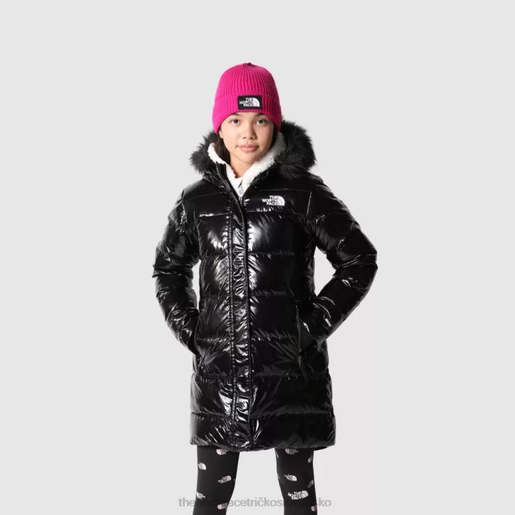 HLH081668 čierna The North Face dievčenská parka s kapucňou na sever