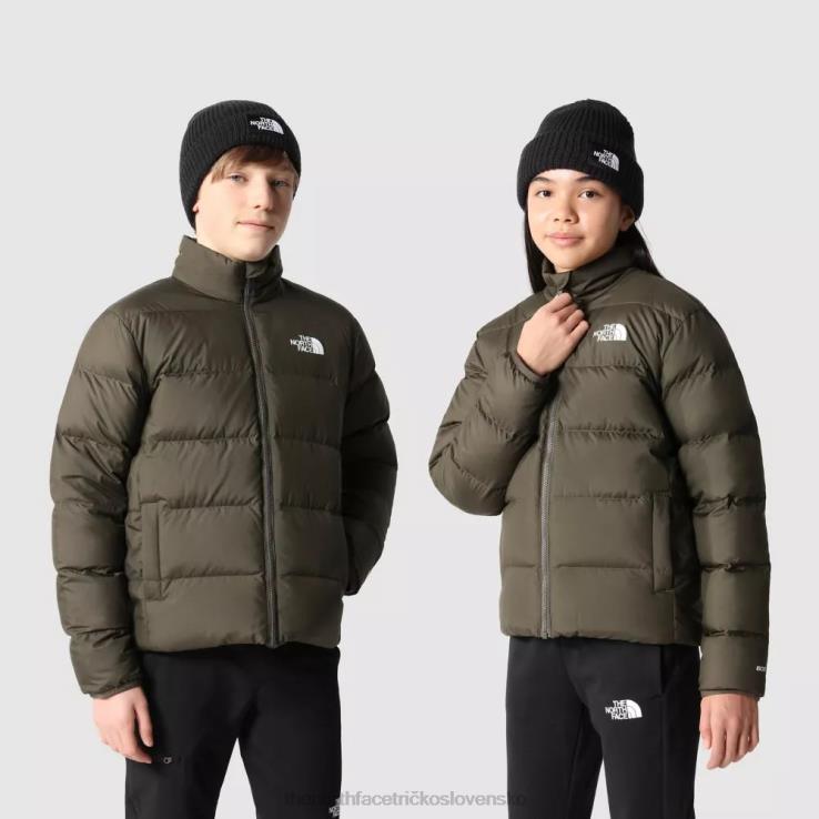 HLH081817 nová taupe zelená The North Face tínedžerská obojstranná severná páperová bunda