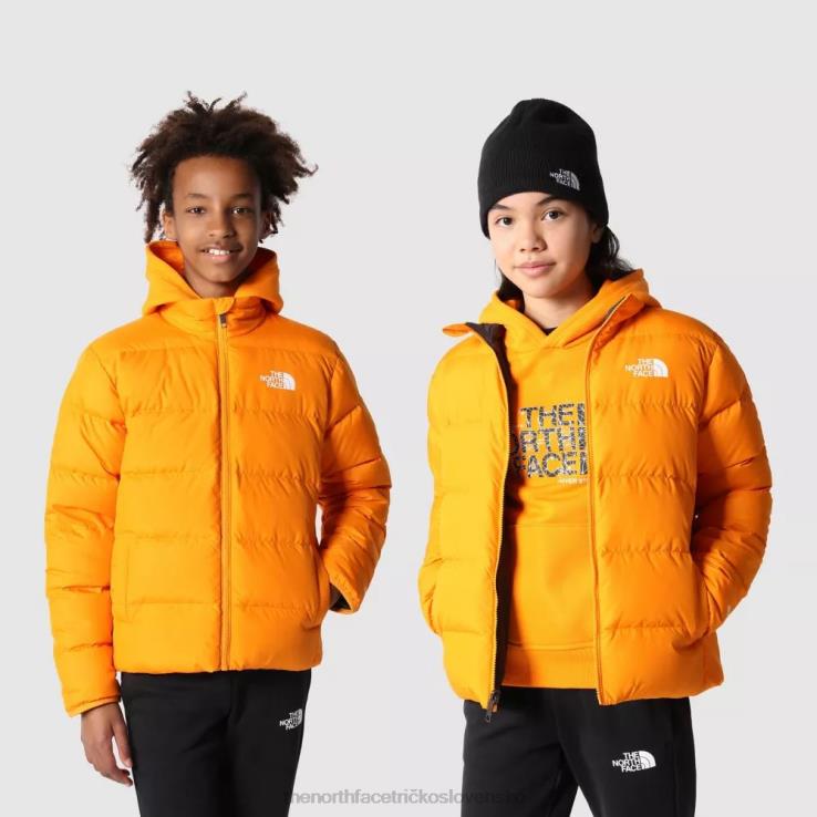 HLH081818 oranžová The North Face tínedžerská obojstranná severná páperová bunda