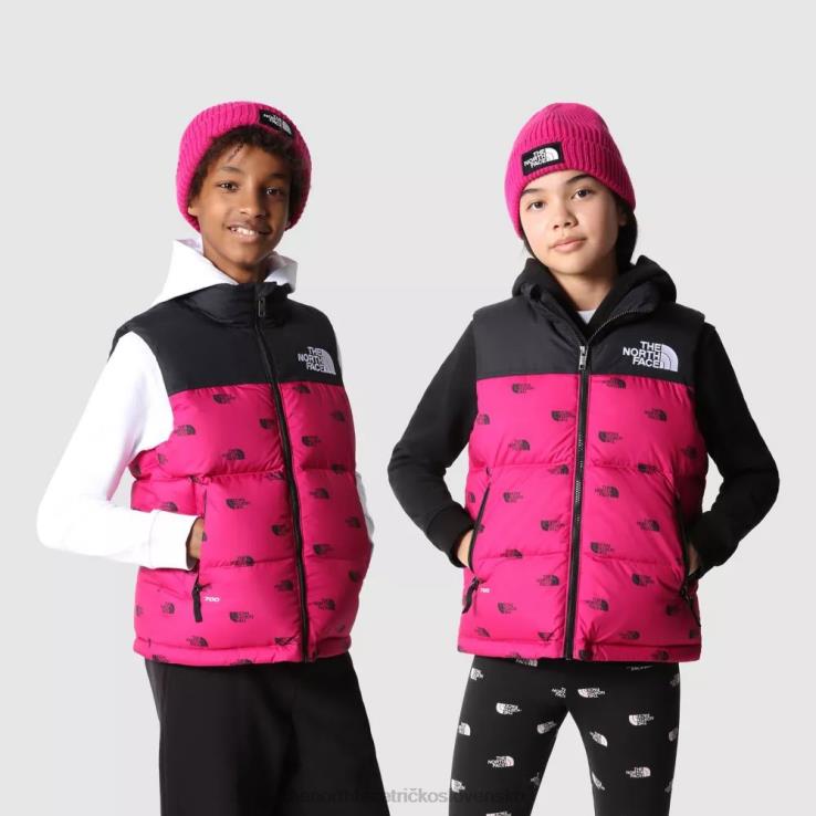 HLH081826 Ružová The North Face teen 1996 retro nuptse down vesta