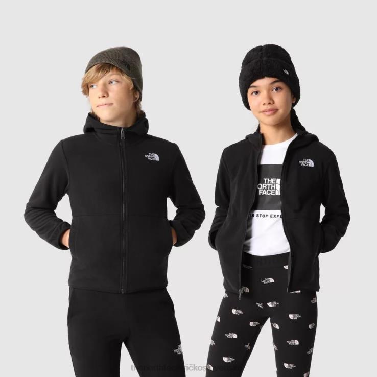 HLH081852 čierna The North Face tínedžerská ľadovcová páperová bunda s kapucňou