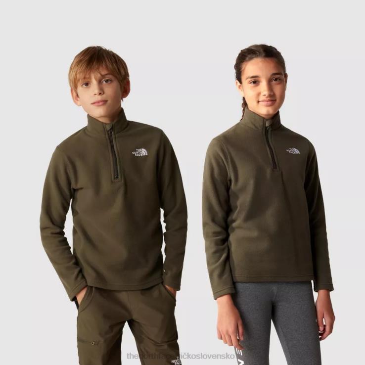 HLH081971 nová taupe zelená The North Face tínedžerské ľadovcové rúno