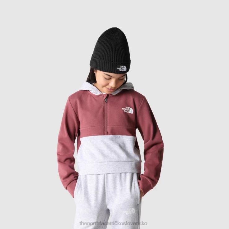 HLH081976 zázvor The North Face dievčenská mikina s kapucňou na štvrtiny zips