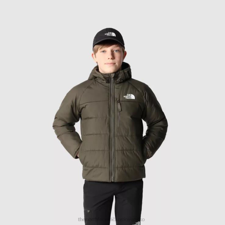 HLH082005 nová taupe zelená The North Face chlapčenská obojstranná perritová bunda