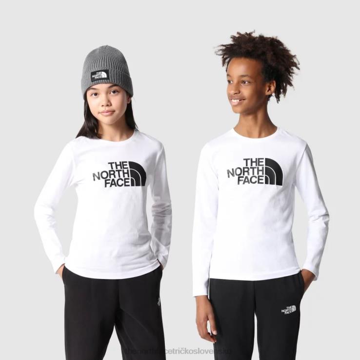 HLH082037 biely The North Face tínedžerské jednoduché tričko s dlhým rukávom