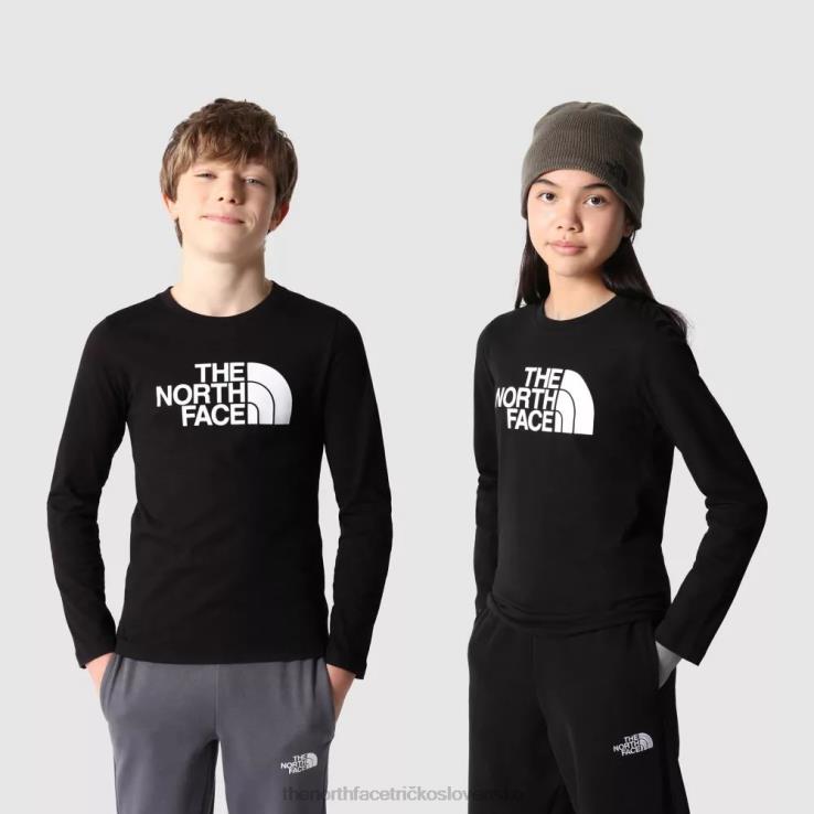 HLH082038 čierna The North Face tínedžerské jednoduché tričko s dlhým rukávom