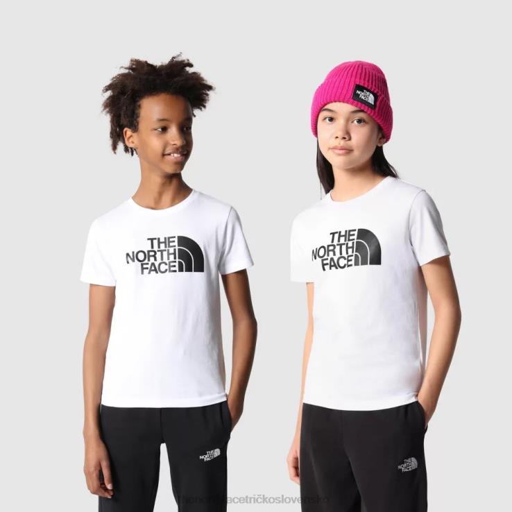 HLH082040 biely The North Face tínedžerské jednoduché tričko s krátkym rukávom