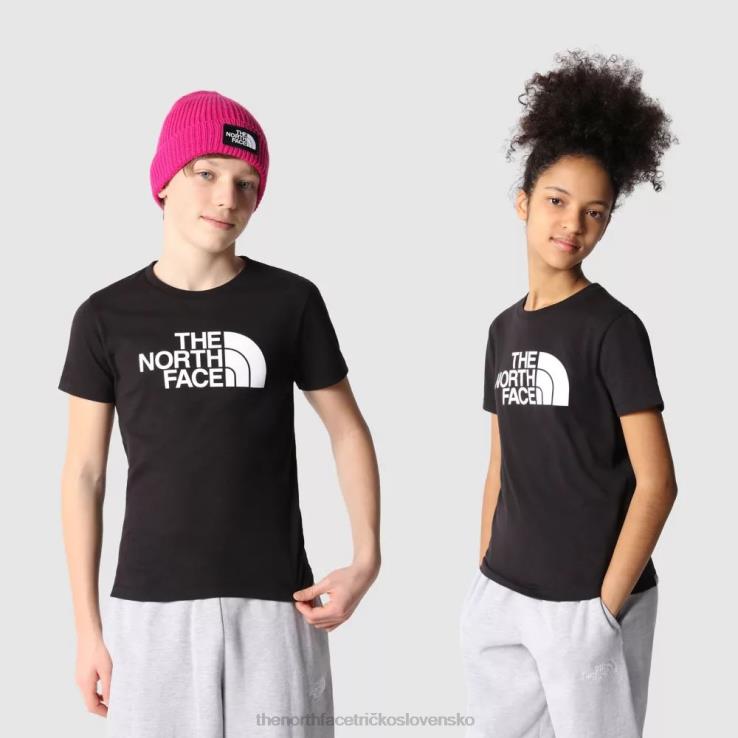 HLH082041 čierna The North Face tínedžerské jednoduché tričko s krátkym rukávom