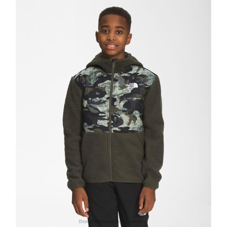 HLH085267 taupe zelená The North Face chlapčenská forrest fleecová bunda s kapucňou na zips