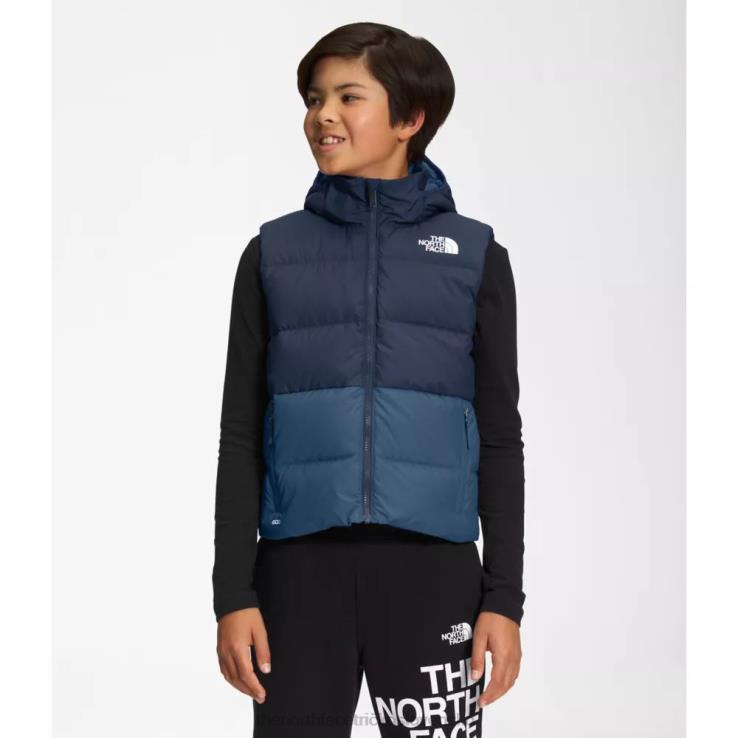 HLH085314 vrcholové námorníctvo The North Face chlapčenská obojstranná vesta s kapucňou na sever