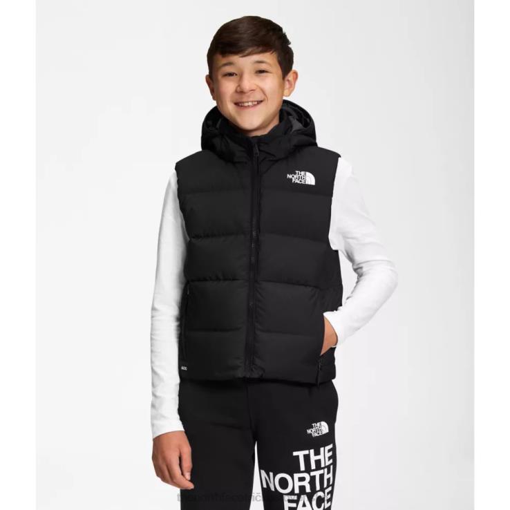 HLH085315 čierna The North Face chlapčenská obojstranná vesta s kapucňou na sever