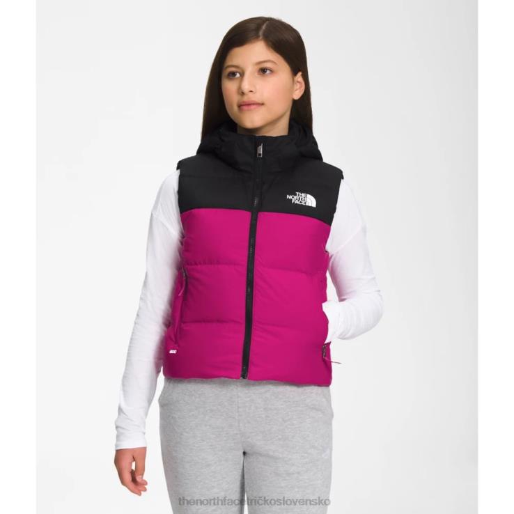 HLH085316 fuschia ružová The North Face dievčenská obojstranná severná vesta s kapucňou