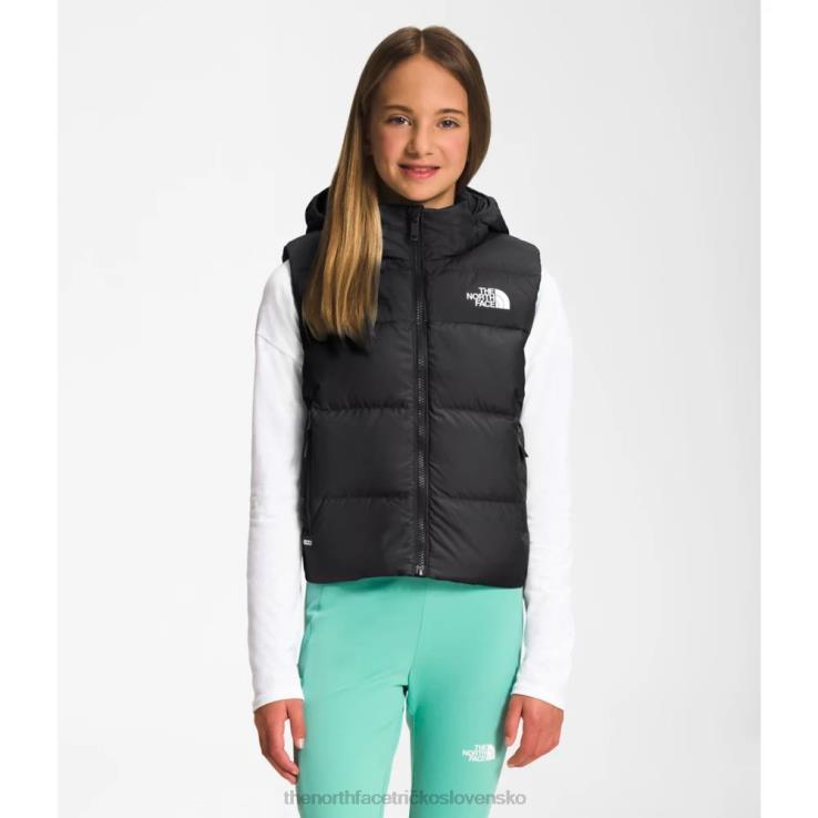 HLH085319 čierna The North Face dievčenská obojstranná severná vesta s kapucňou