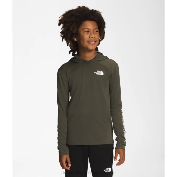 HLH085333 nová taupe zelená The North Face chlapčenská mikina s dlhým rukávom nikdy nezastaví