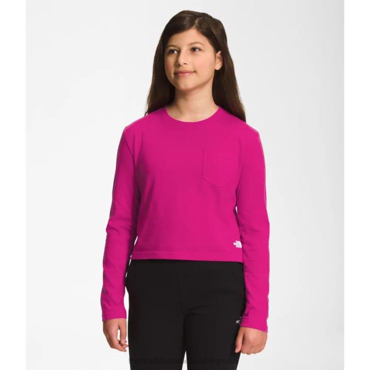 HLH085343 fuschia ružová The North Face dievčenské tričko s dlhým rukávom