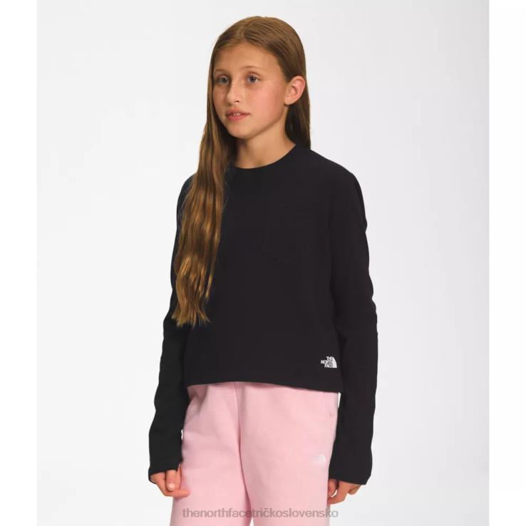 HLH085345 čierna The North Face dievčenské tričko s dlhým rukávom