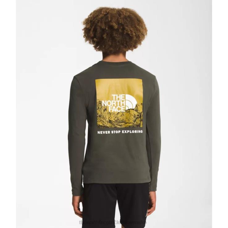 HLH085872 nová taupe zelená The North Face chlapčenské tričko s dlhým rukávom s grafikou