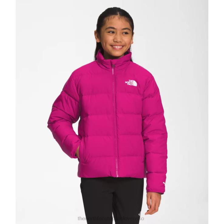 HLH085878 fuschia ružová The North Face tínedžerská obojstranná severná páperová bunda