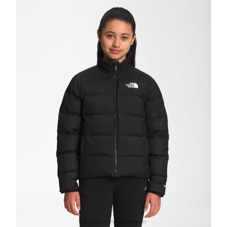 HLH085883 čierna The North Face tínedžerská obojstranná severná páperová bunda