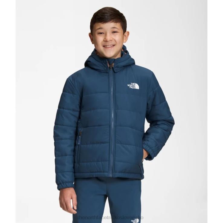 HLH085888 tienisté modré The North Face Chlapčenská obojstranná chimbo bunda s kapucňou na zips