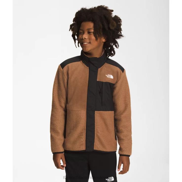 HLH085890 pražená hnedá The North Face chlapčenská forrest fleecová mashup bunda