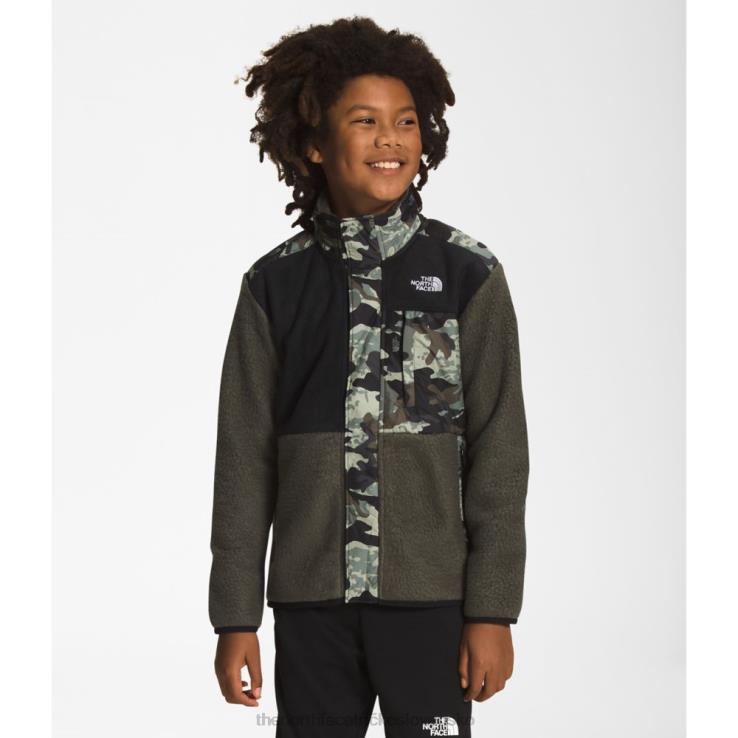 HLH085892 taupe zelená The North Face chlapčenská forrest fleecová mashup bunda