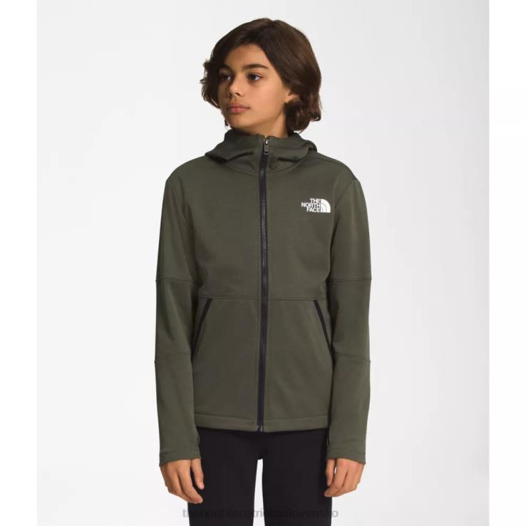 HLH085895 nová taupe zelená The North Face Chlapčenská zimná teplá mikina s kapucňou na zips