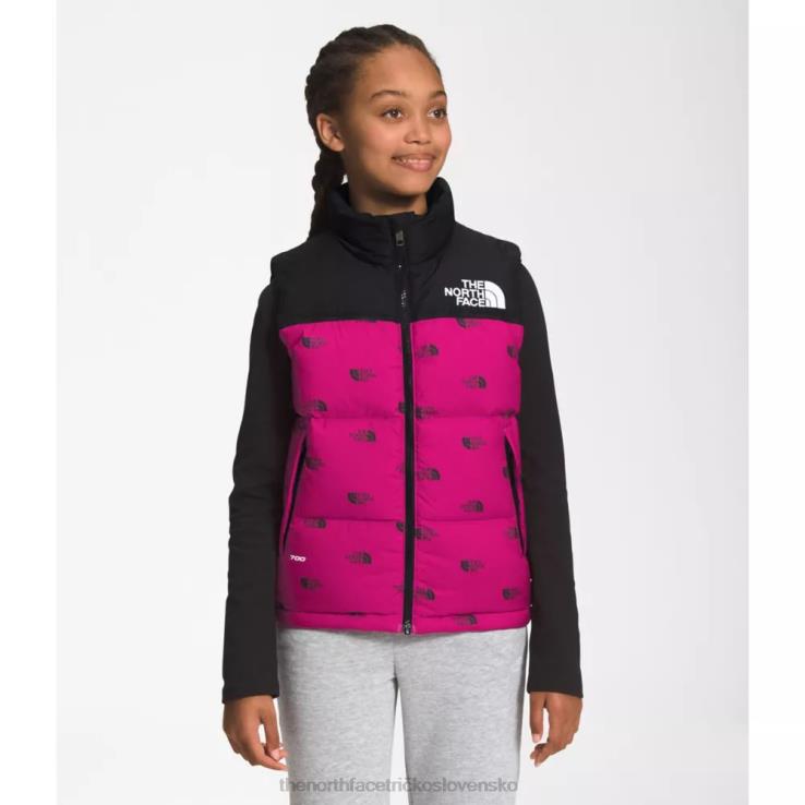 HLH085926 fuschia ružová The North Face tínedžerská retro nuptse vesta z roku 1996