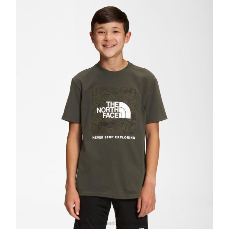 HLH085953 nová taupe zelená The North Face chlapčenské tričko s krátkym rukávom s grafikou