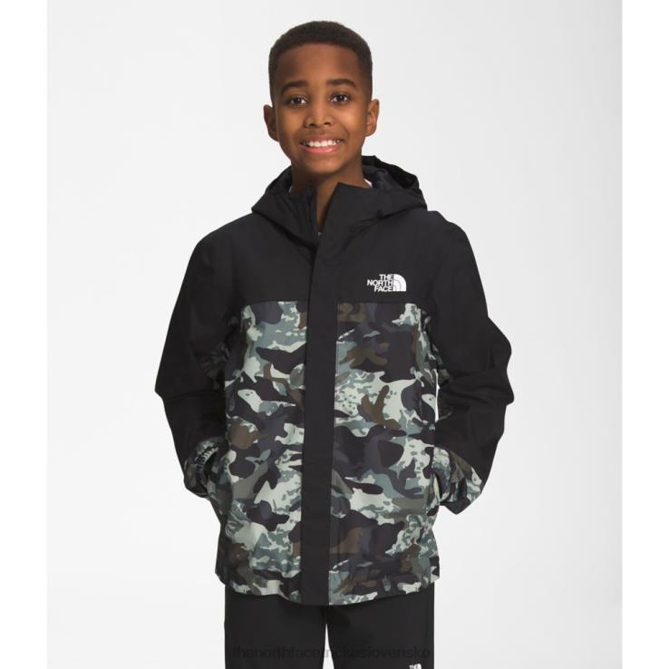 HLH085960 taupe zelená The North Face chlapčenská bunda do dažďa antora s potlačou