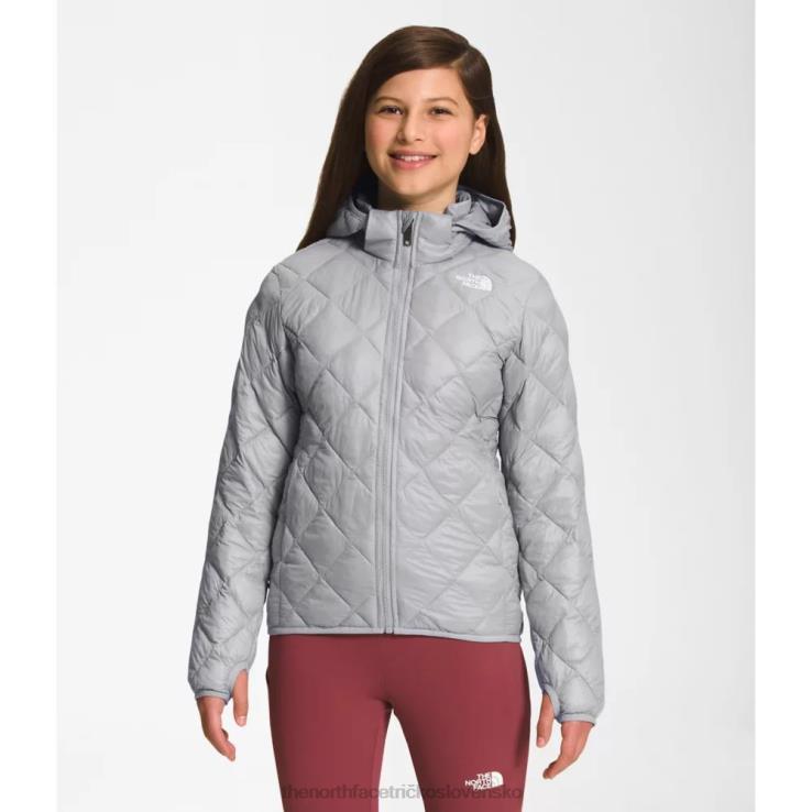HLH085976 sivá The North Face dievčenská termobalová bunda s kapucňou