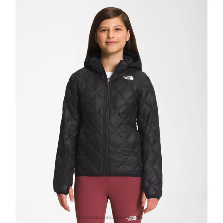 HLH085977 čierna The North Face dievčenská termobalová bunda s kapucňou
