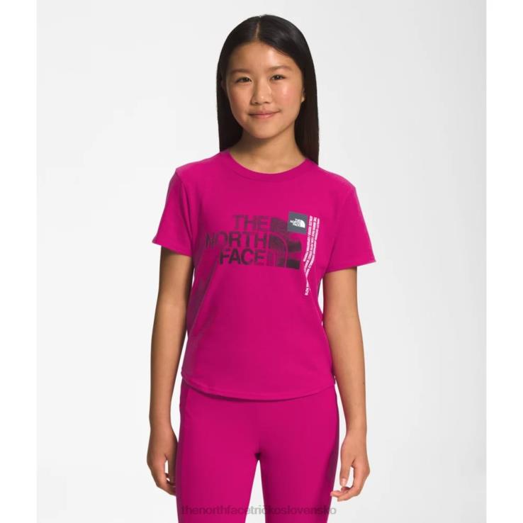 HLH085997 fuschia ružová The North Face dievčenské tričko s krátkym rukávom s grafikou