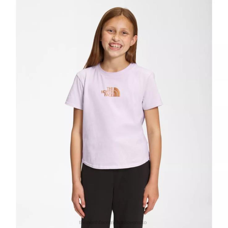 HLH085999 levanduľová hmla The North Face dievčenské tričko s krátkym rukávom s grafikou