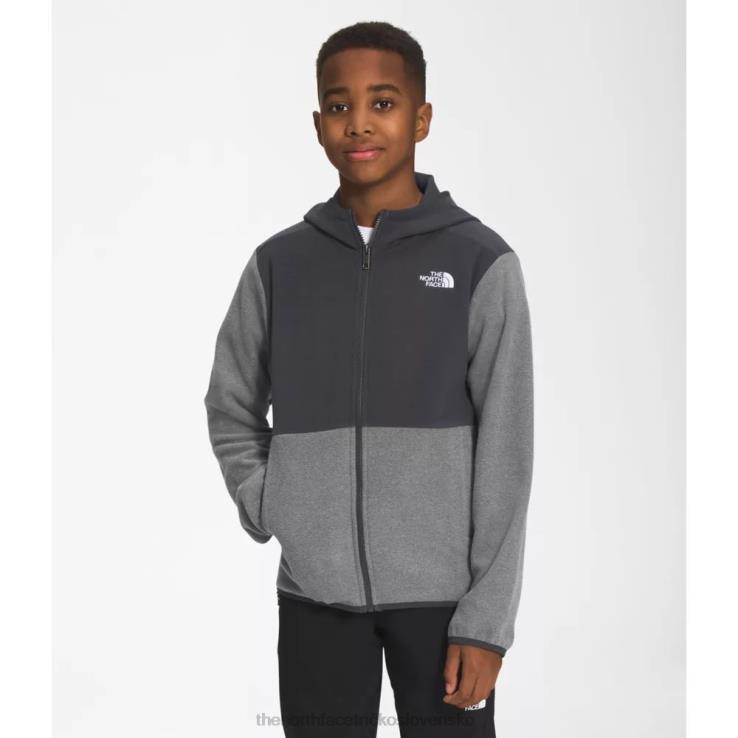 HLH086024 sivá The North Face tínedžerská ľadovcová bunda s kapucňou na zips