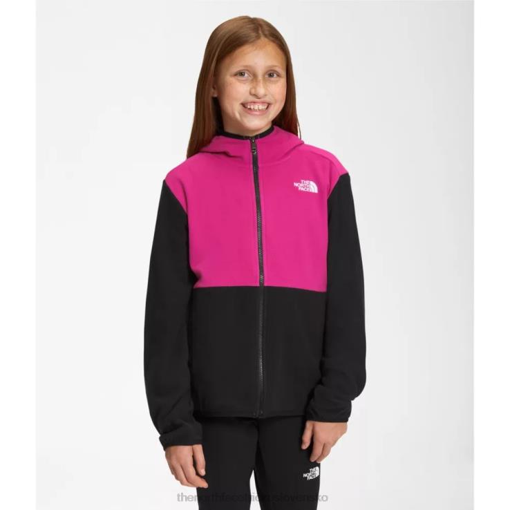 HLH086025 fuschia ružová The North Face tínedžerská ľadovcová bunda s kapucňou na zips