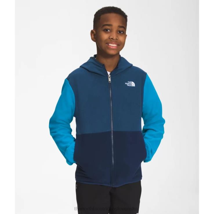 HLH086027 tienisté modré The North Face tínedžerská ľadovcová bunda s kapucňou na zips