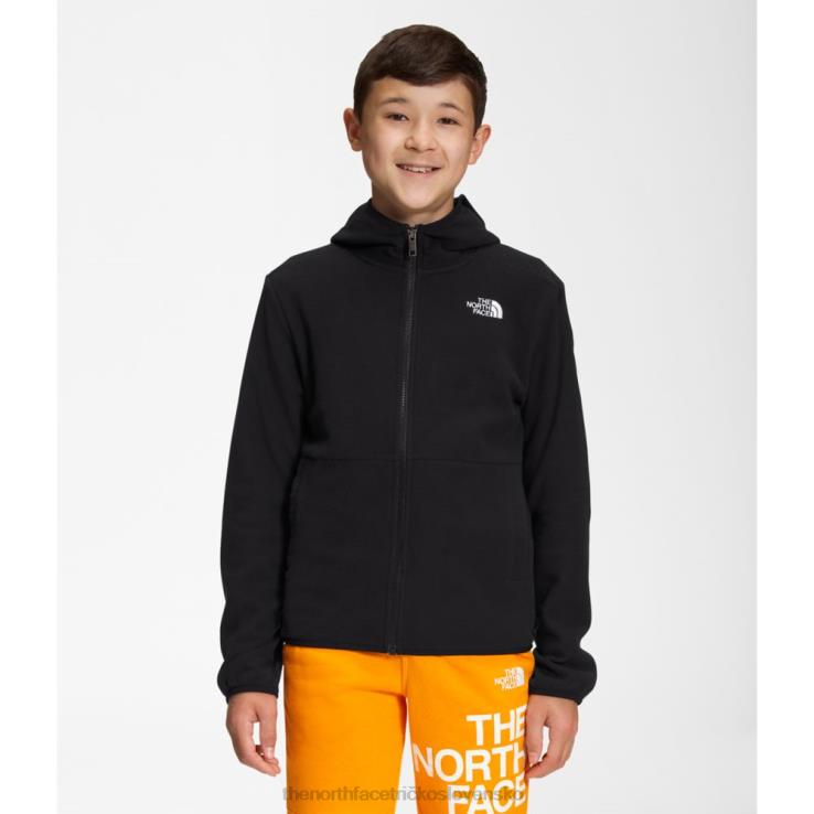 HLH086028 čierna The North Face tínedžerská ľadovcová bunda s kapucňou na zips