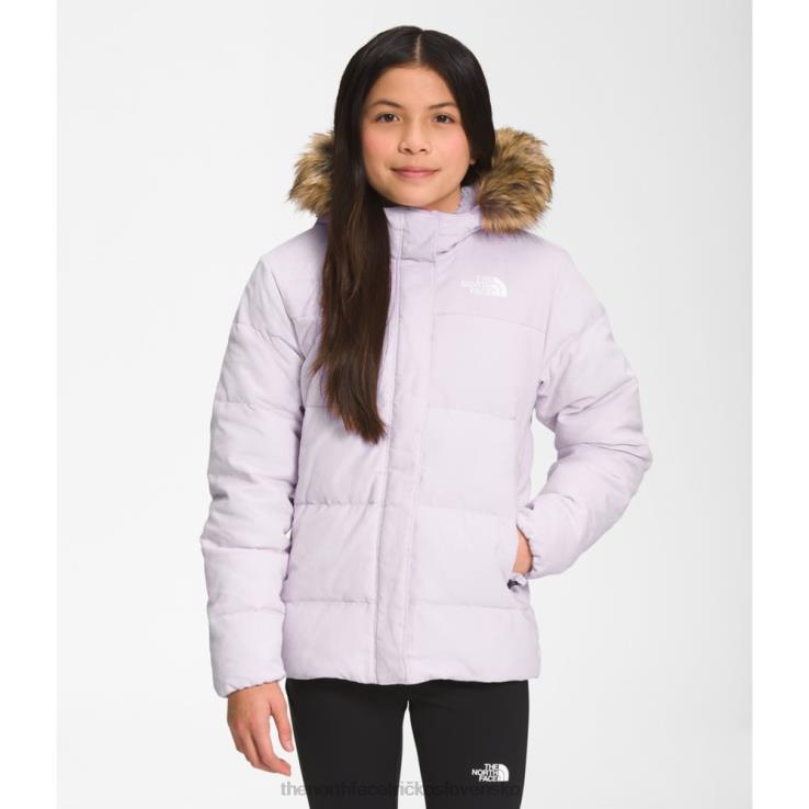 HLH086029 levanduľová hmla The North Face dievčenská parka s fleecovou podšívkou na sever